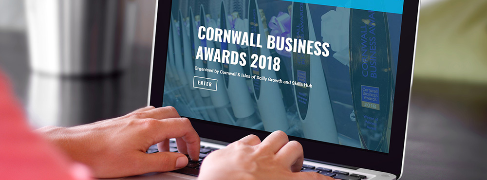 Laptop with Cornwal Business Awards website displayed