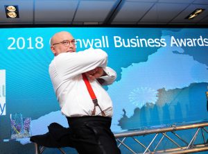 Gregg Wallace on stage at Cornwall Business Awards