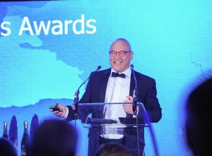 Gregg Wallace on stage at Cornwall Business Awards